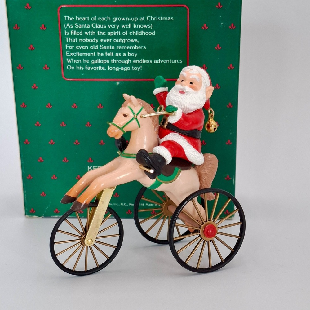 Hallmark The Wonderful Santacycle Ornament 1988 Santa Horse Tricycle Vintage Box